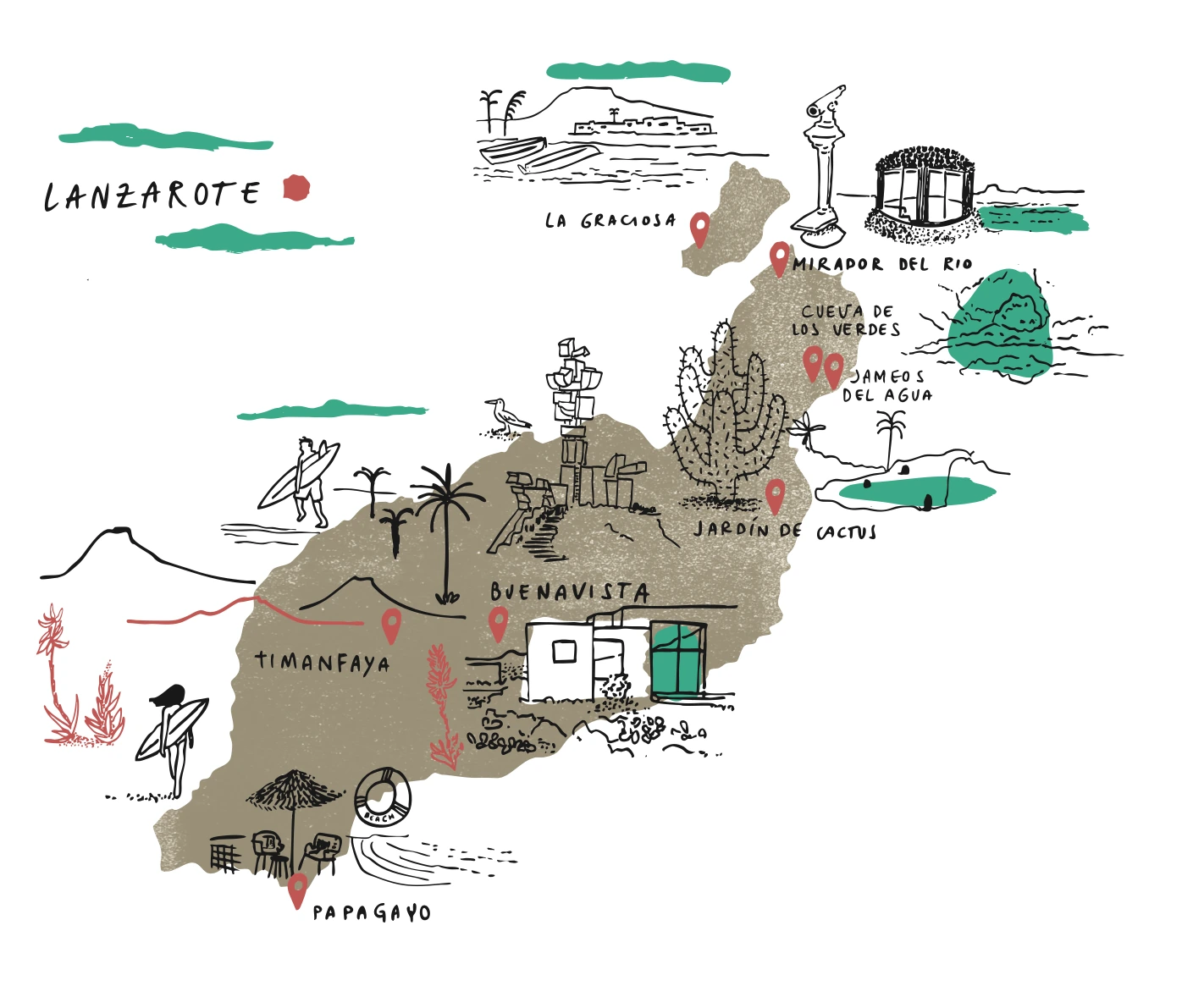 Illustrated map of La Asomada